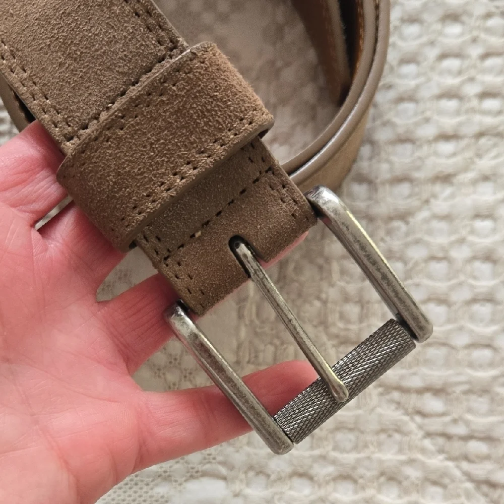 Men's 1901 Brown Suede Belt - Casual Leather Dress Belt Size 40